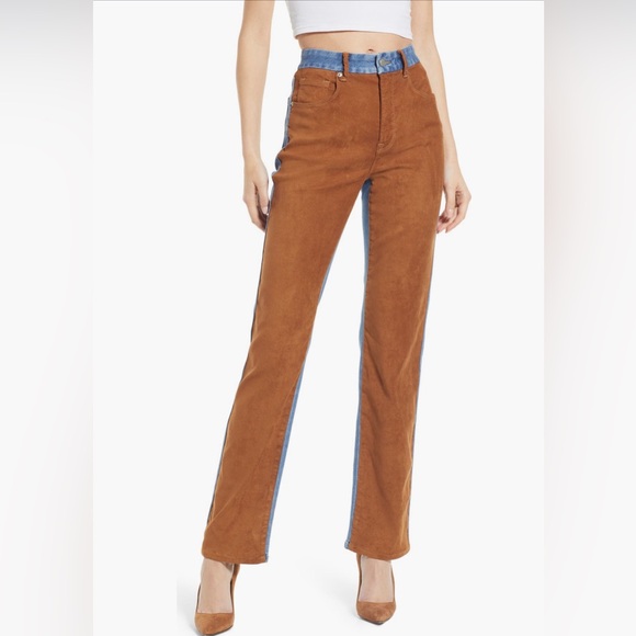 Icon mixed media denim and faux suede pants from GoodAmerican
